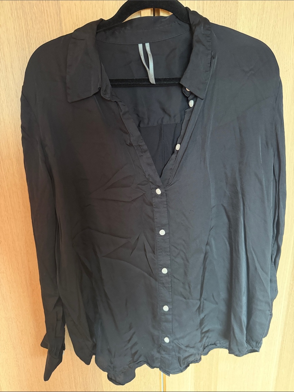 Women's Black Button-Front Collared Shirt